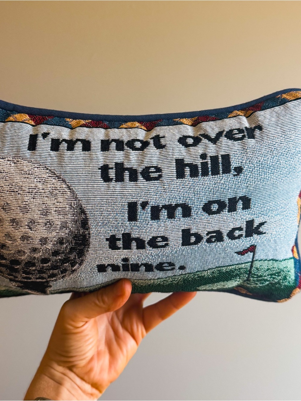 Humorous Golf Accent Pillow - Blue and Green